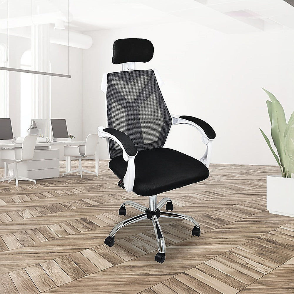 Office Chair Gaming Computer Chairs Mesh Back Foam Seat - White - Cosy Abode
