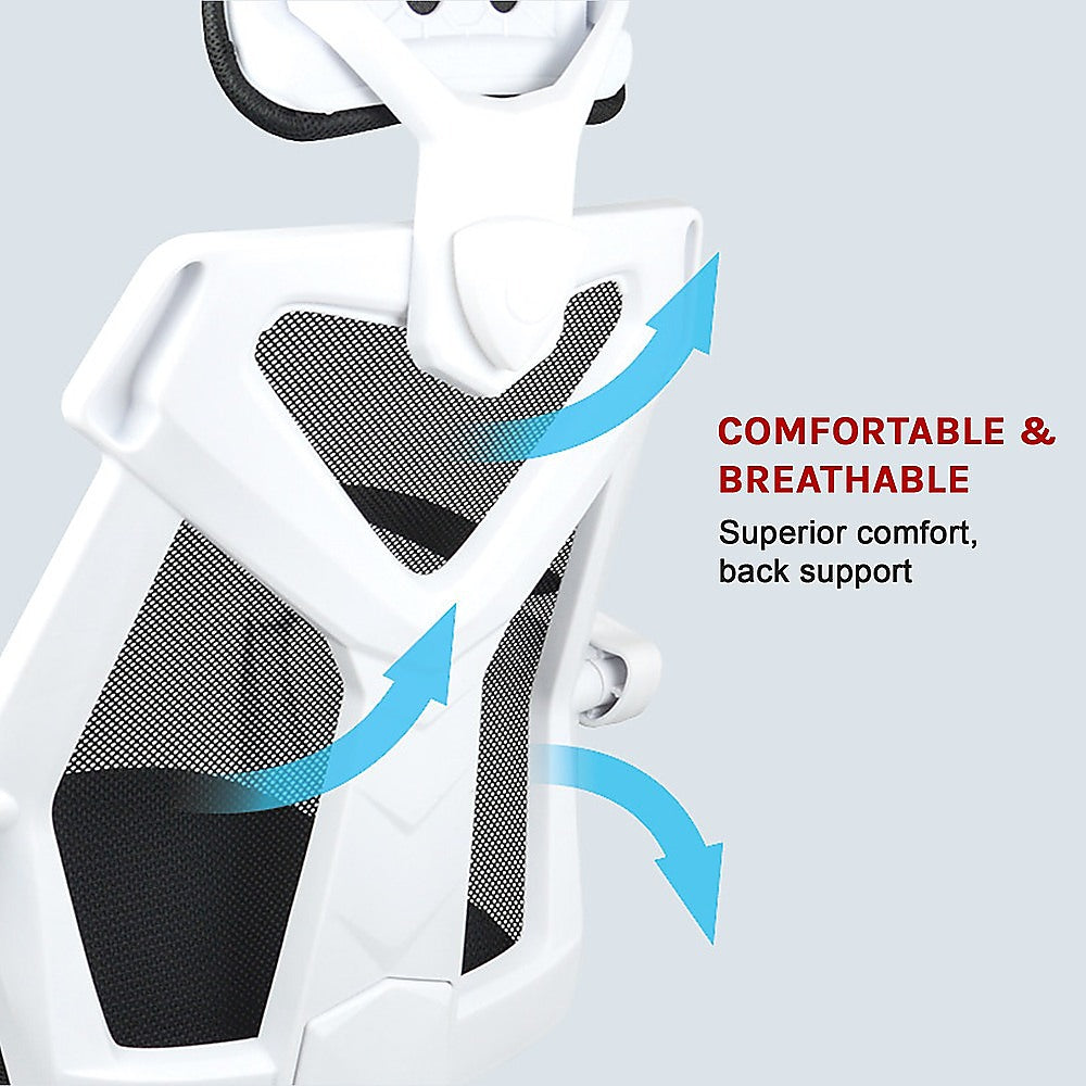 Office Chair Gaming Computer Chairs Mesh Back Foam Seat - White - Cosy Abode