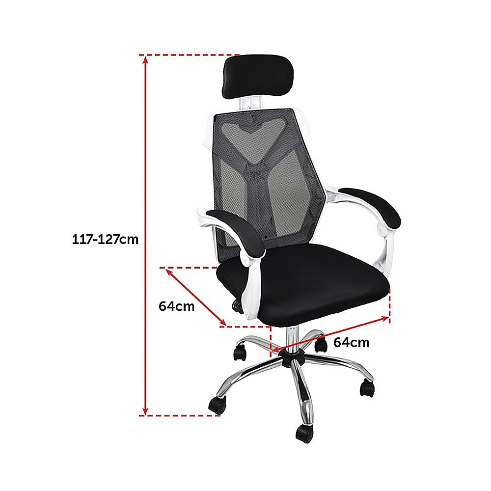 Office Chair Gaming Computer Chairs Mesh Back Foam Seat - White - Cosy Abode
