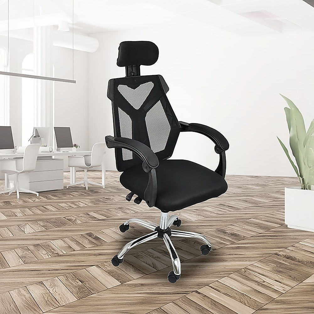 Office Chair Gaming Computer Chairs Mesh Back Foam Seat - Black - Cosy Abode