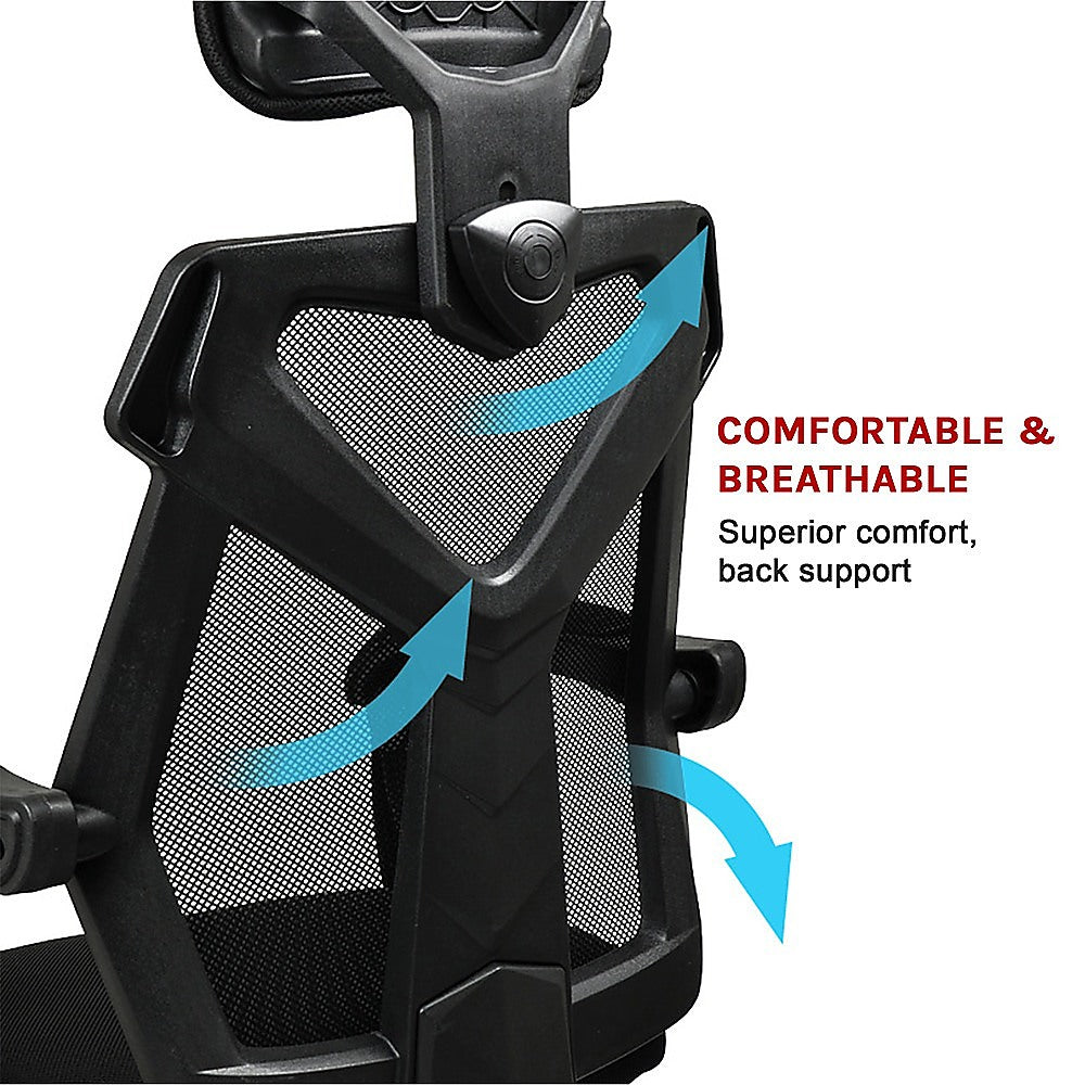 Office Chair Gaming Computer Chairs Mesh Back Foam Seat - Black - Cosy Abode