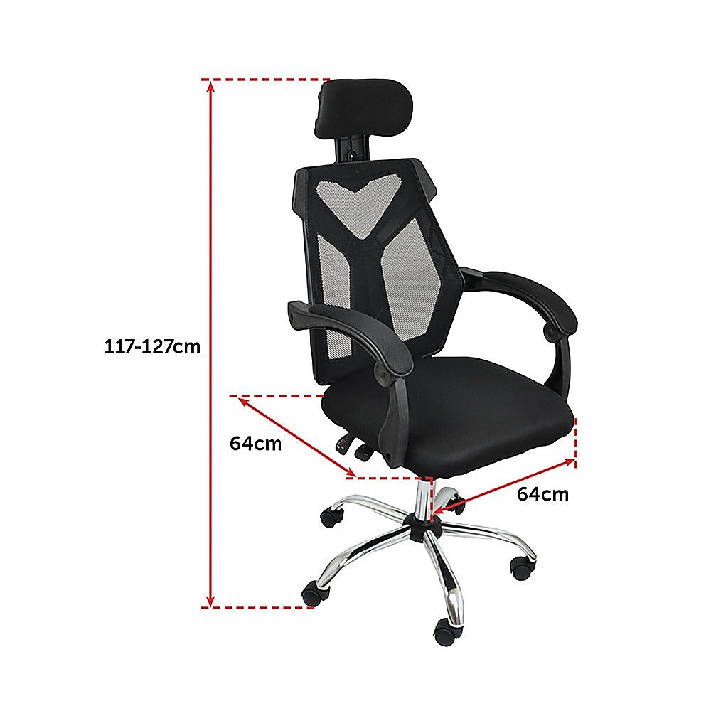 Office Chair Gaming Computer Chairs Mesh Back Foam Seat - Black - Cosy Abode