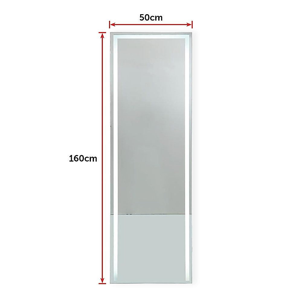 LED Full Length Mirror Standing Floor Makeup Wall Light Mirror 160cm x 50cm - Cosy Abode