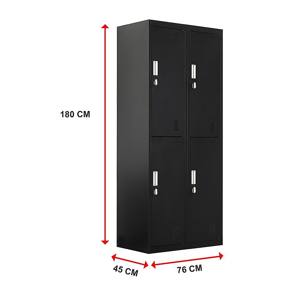 Four-Door Office Locker - Black - Cosy Abode