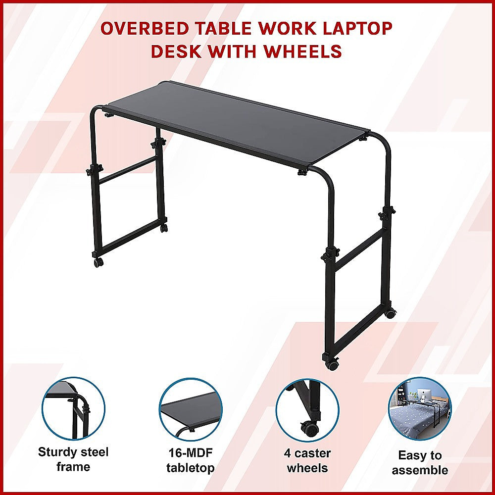 Overbed Table Work Laptop Desk with Wheels - Cosy Abode