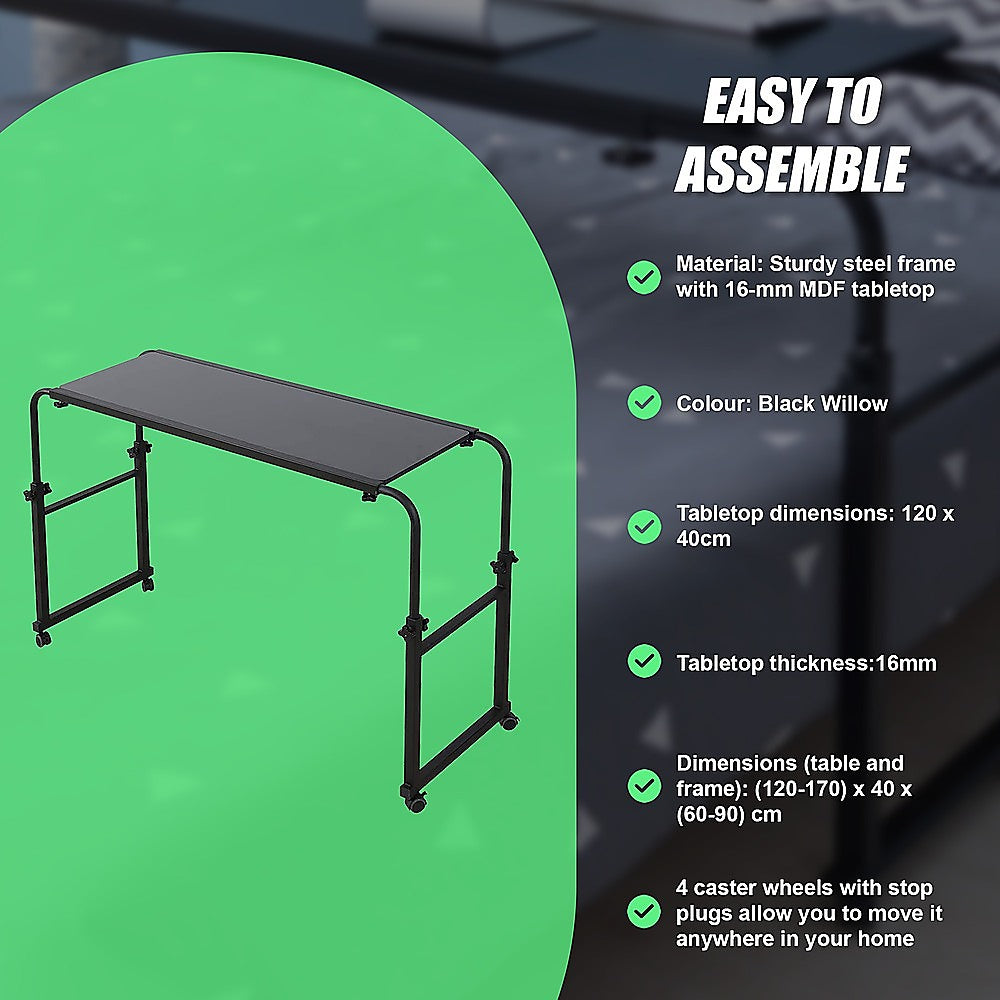 Overbed Table Work Laptop Desk with Wheels - Cosy Abode