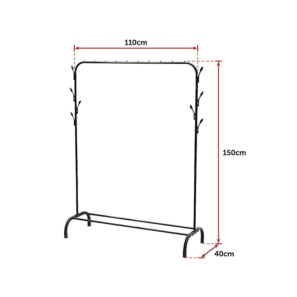 Closet Organizer Metal Garment Rack Portable Clothes Hanger Storage Shoes Rack Black - Cosy Abode