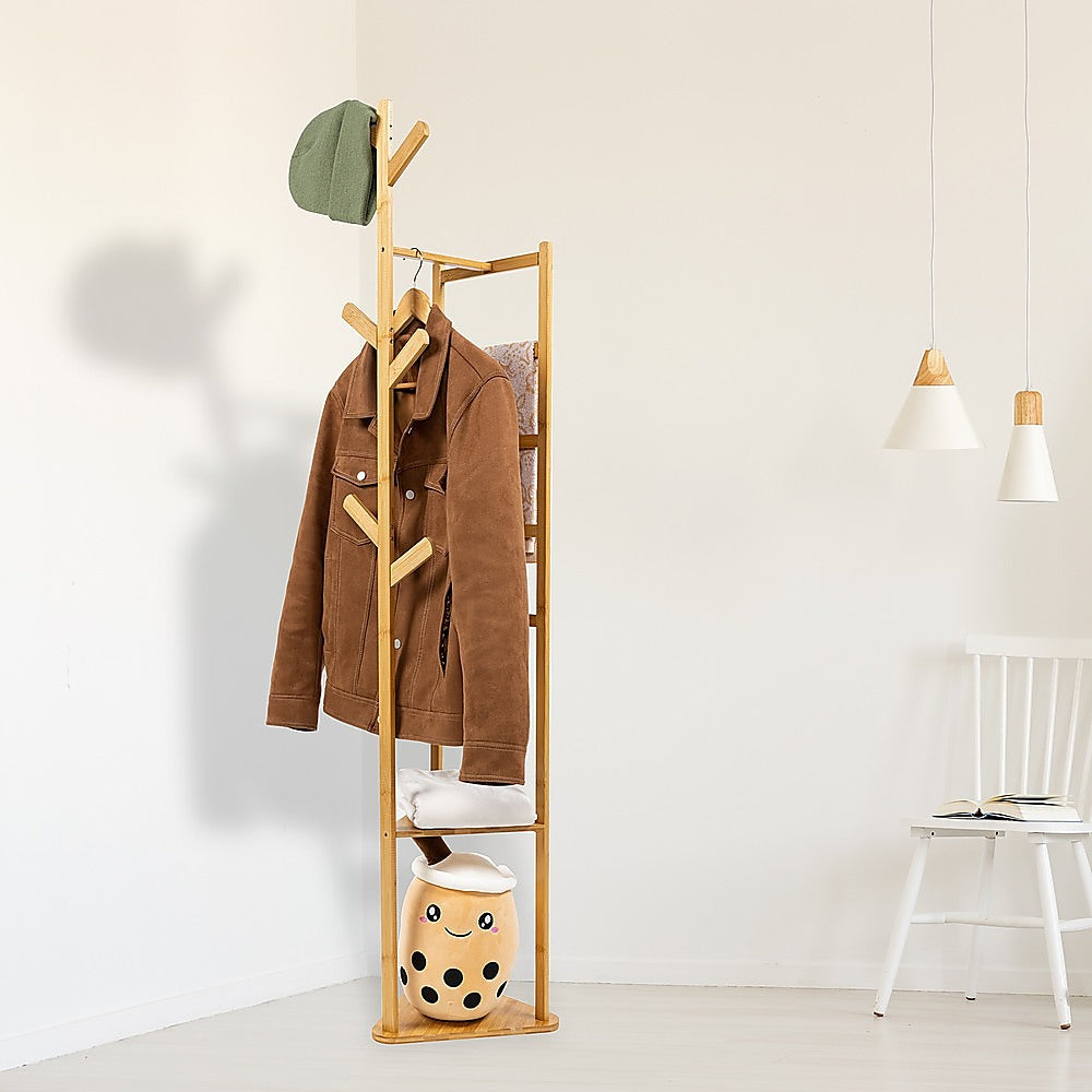 Wooden Tree Clothes Rack, Bag Hook and Hat Rack - Cosy Abode