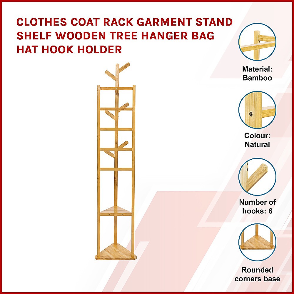 Wooden Tree Clothes Rack, Bag Hook and Hat Rack - Cosy Abode