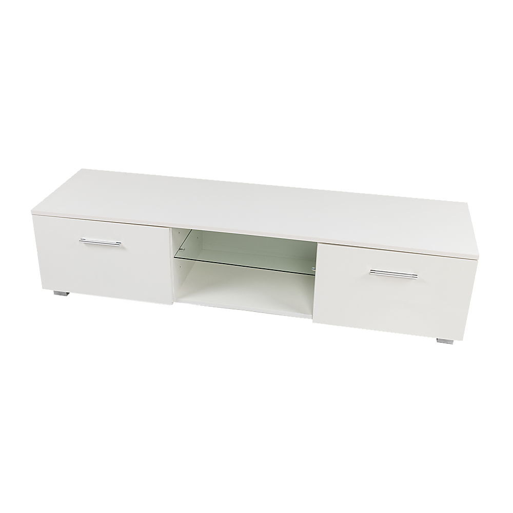 TV Cabinet Entertainment Unit Stand High Gloss Storage Shelf 140cm White - Cosy Abode