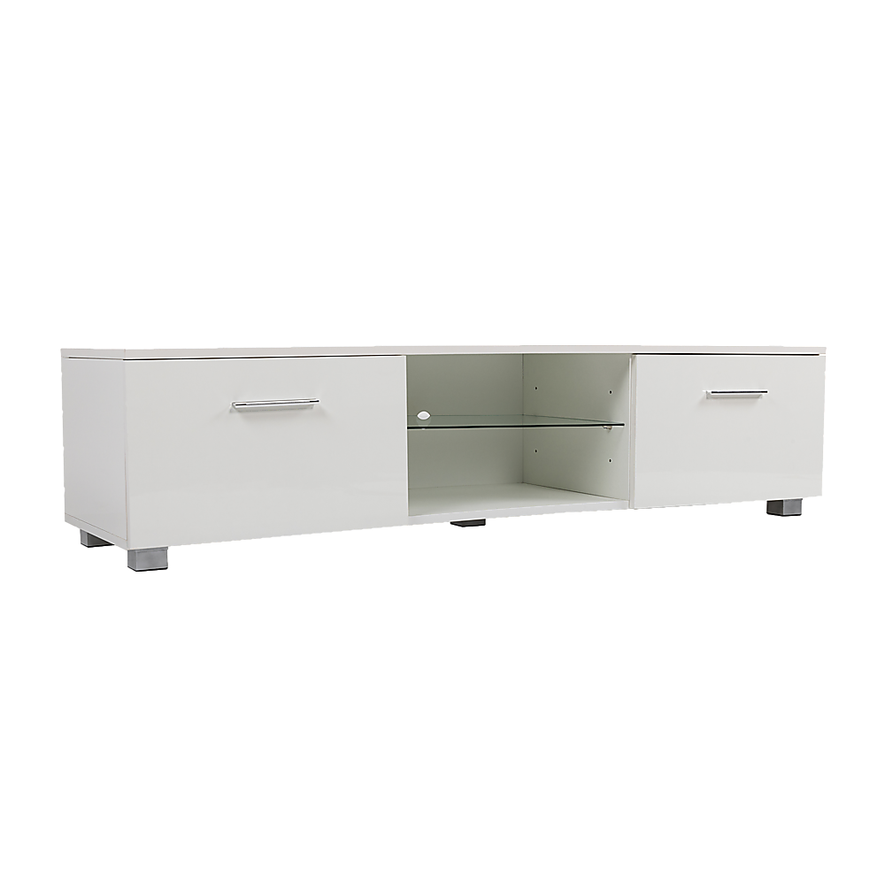 TV Cabinet Entertainment Unit Stand High Gloss Storage Shelf 140cm White - Cosy Abode
