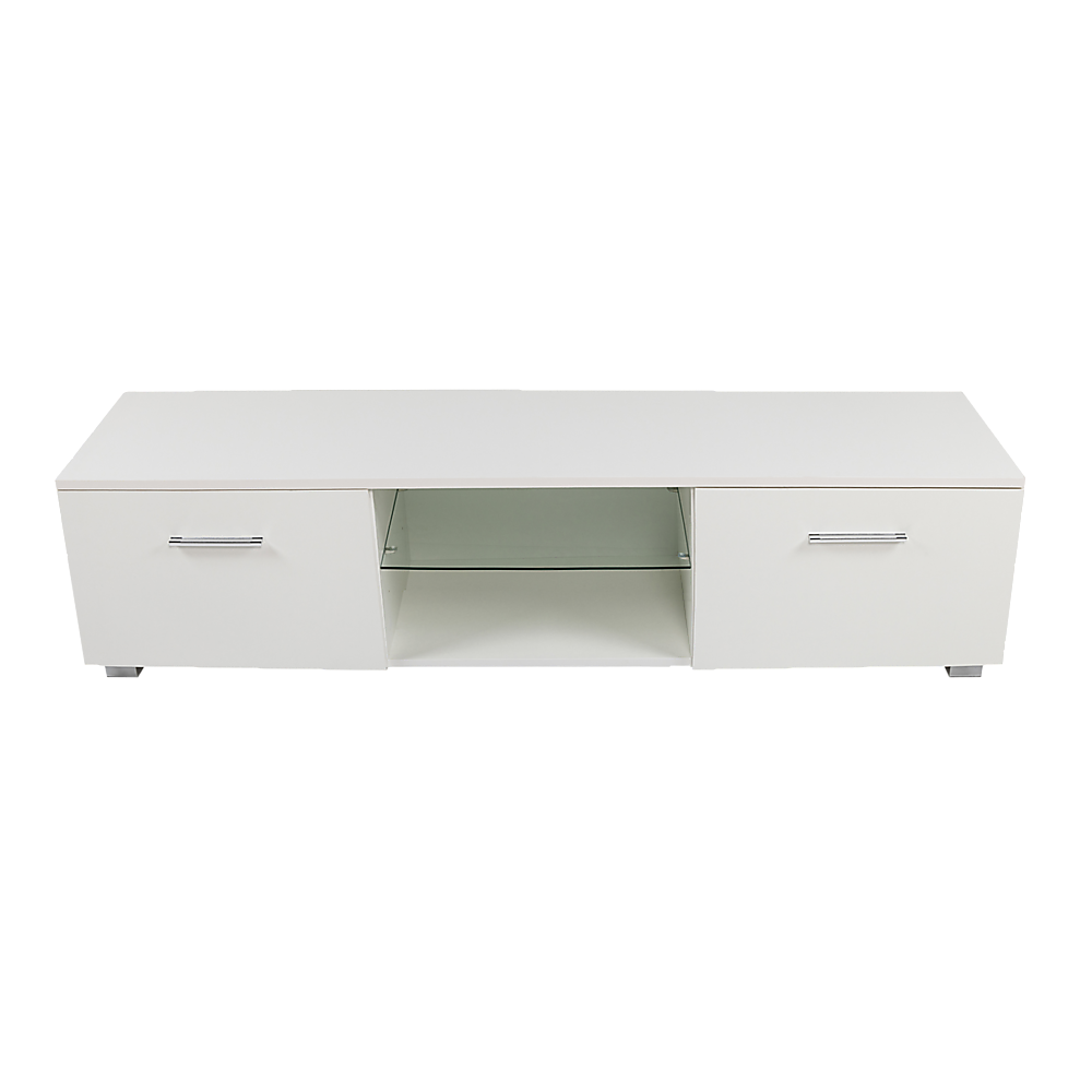 TV Cabinet Entertainment Unit Stand High Gloss Storage Shelf 140cm White - Cosy Abode