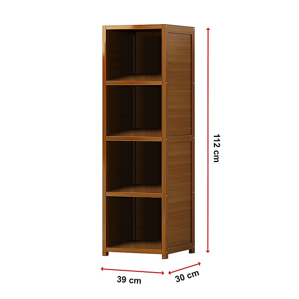 Bamboo Shelf Bookcase Display Storage Rack Stand Livingroom Bedroom - Cosy Abode