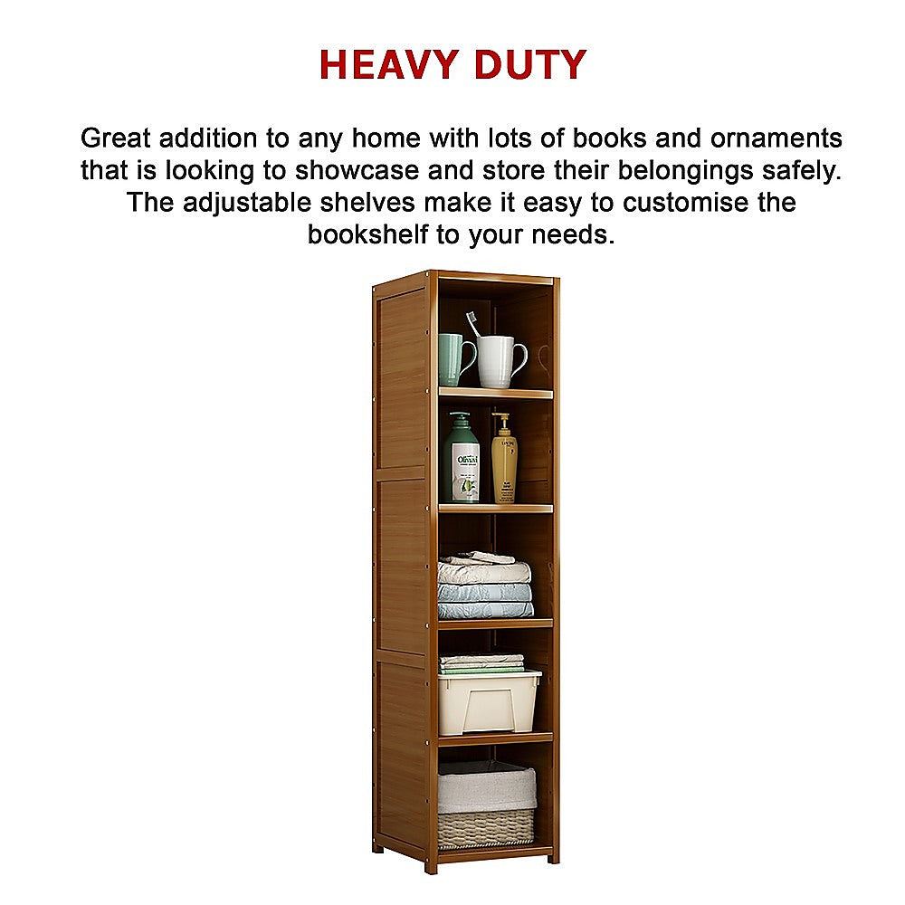 Bamboo Shelf Bookcase Display Storage Rack Stand Livingroom Bedroom - Cosy Abode