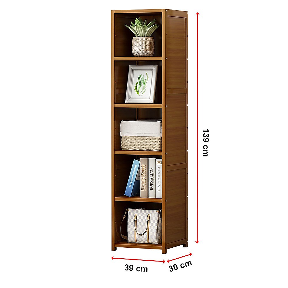 Bamboo Shelf Bookcase Display Storage Rack Stand Livingroom Bedroom - Cosy Abode