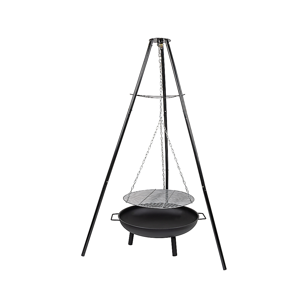 Tripod Garden Fire Pit BBQ Barbecue Cast Iron & Steel Fire Pit Bowl Round - Cosy Abode
