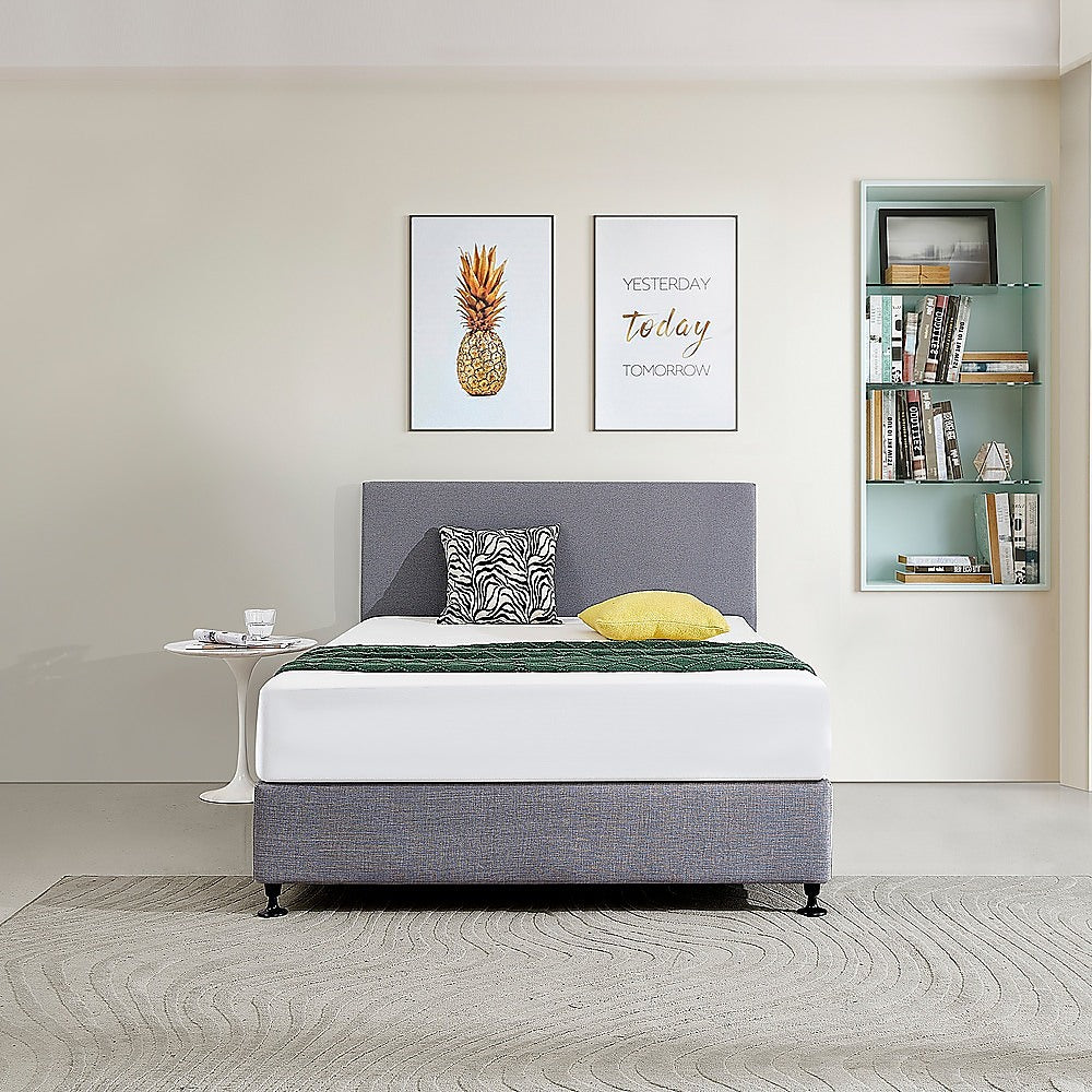 Linen Fabric Double Bed Deluxe Headboard Bedhead - Slate Ash - Cosy Abode
