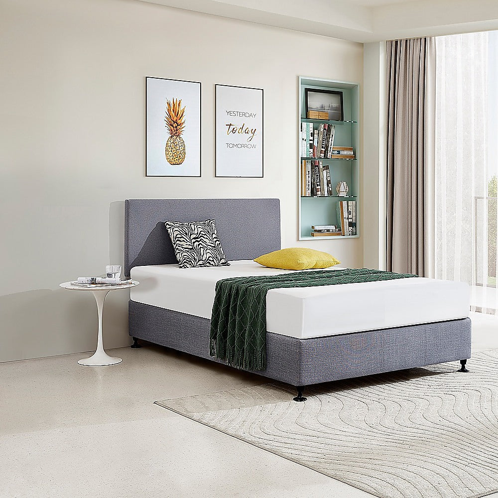 Linen Fabric Double Bed Deluxe Headboard Bedhead - Slate Ash - Cosy Abode