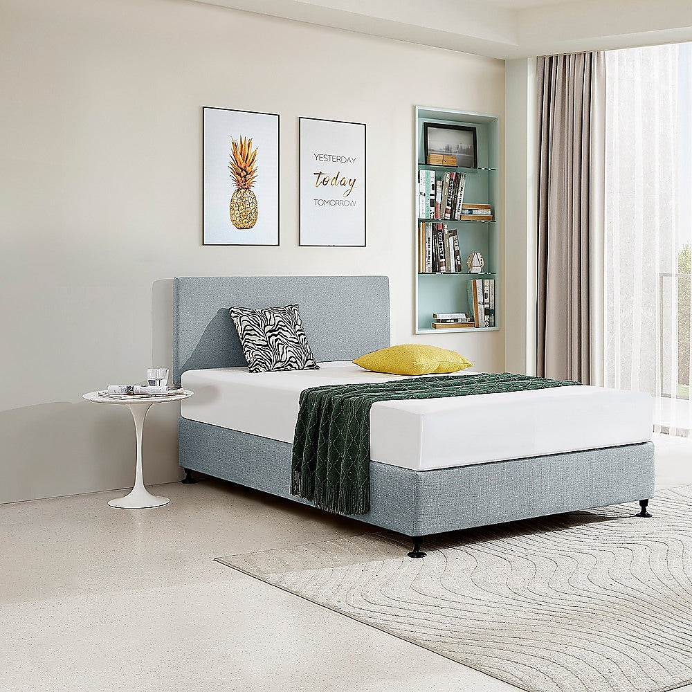 Linen Fabric Double Bed Deluxe Headboard Bedhead - Stone Grey - Cosy Abode