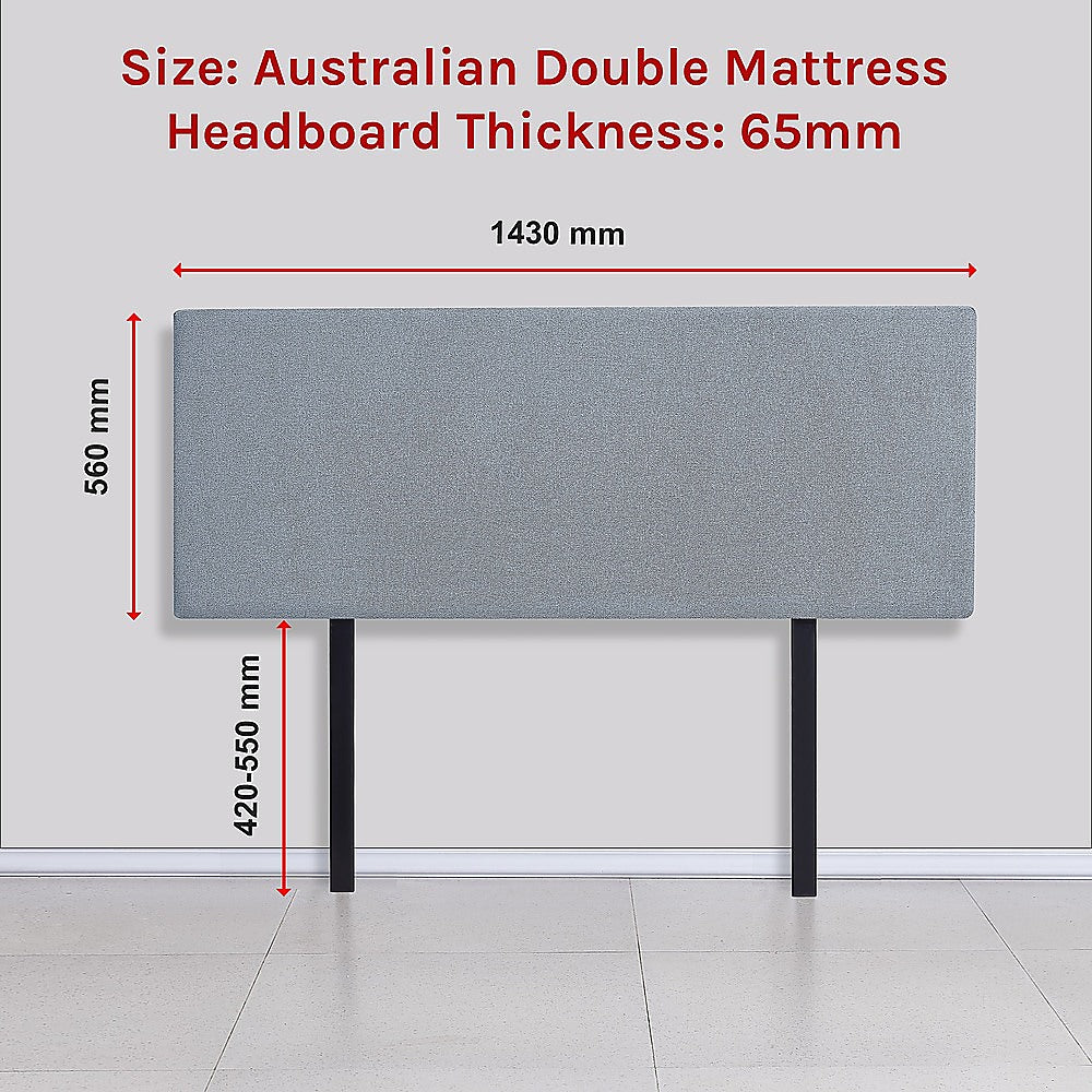 Linen Fabric Double Bed Deluxe Headboard Bedhead - Berlin Blue - Cosy Abode