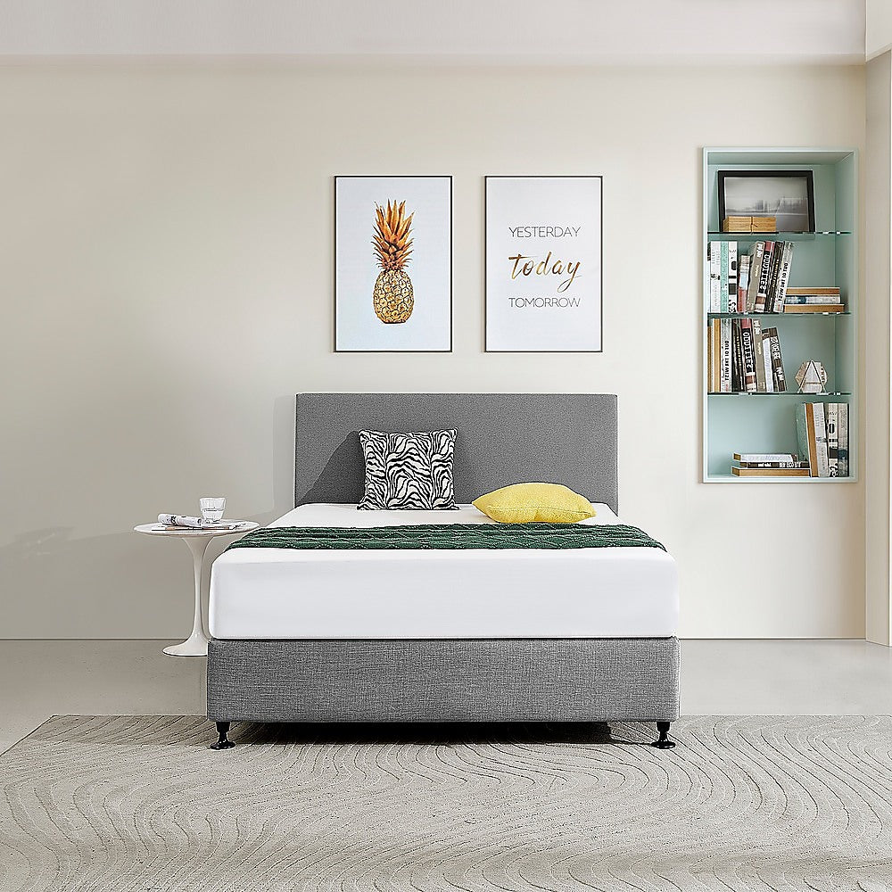 Linen Fabric Double Bed Deluxe Headboard Bedhead - Night Ash - Cosy Abode