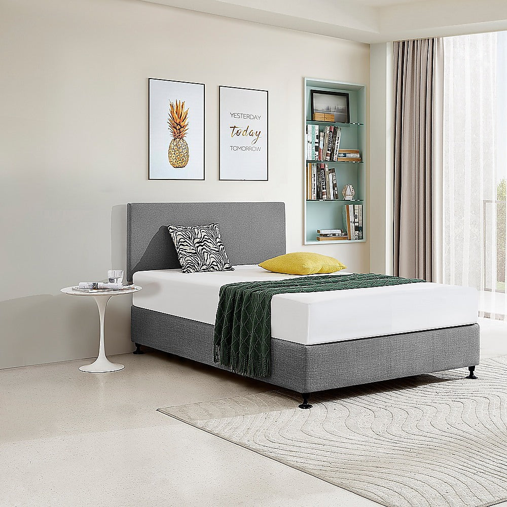 Linen Fabric Double Bed Deluxe Headboard Bedhead - Night Ash - Cosy Abode