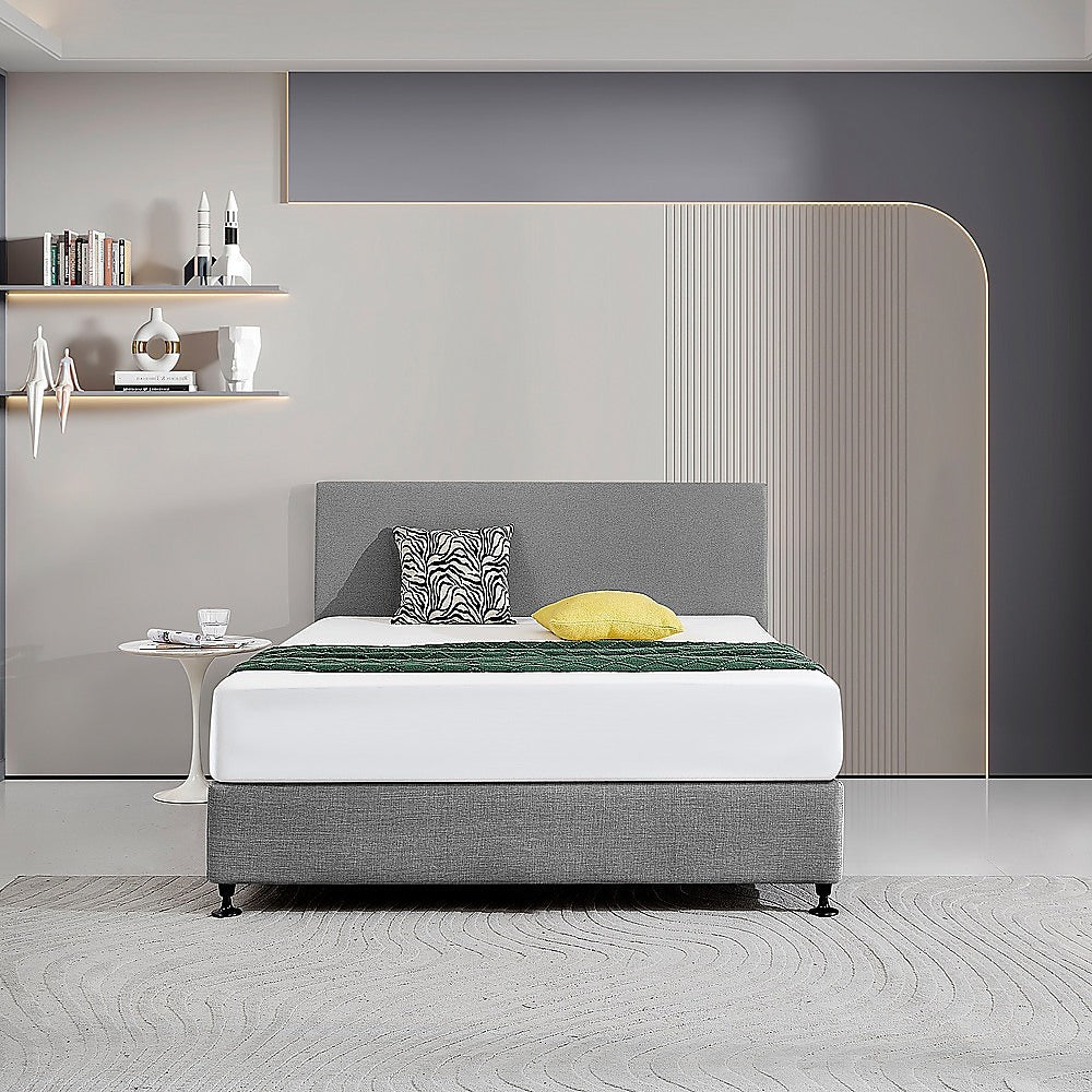 Linen Fabric Queen Bed Deluxe Headboard Bedhead - Night Ash - Cosy Abode