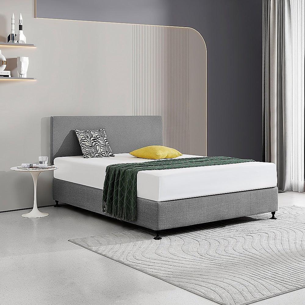 Linen Fabric Queen Bed Deluxe Headboard Bedhead - Night Ash - Cosy Abode