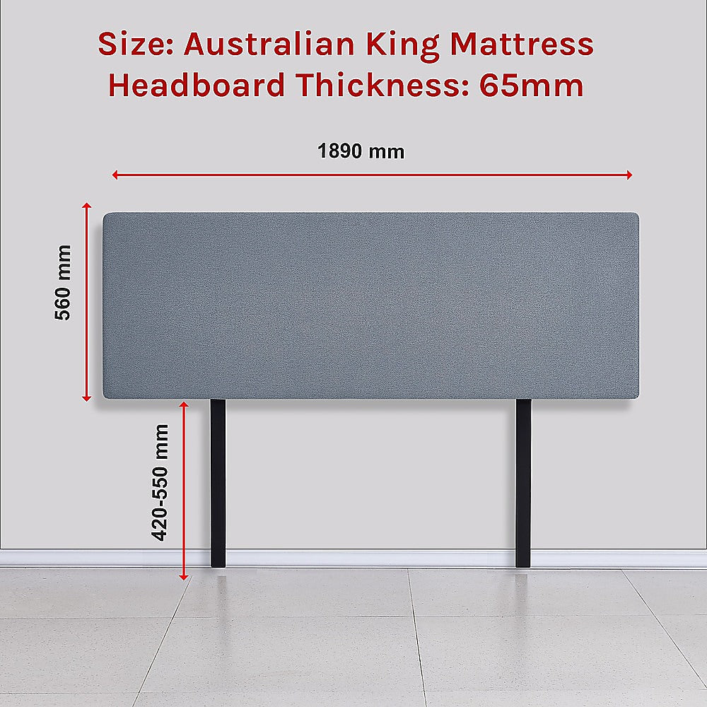Linen Fabric King Bed Deluxe Headboard Bedhead - Berlin Blue - Cosy Abode