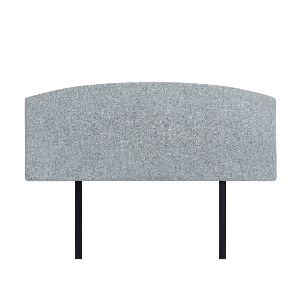 Linen Fabric Queen Bed Curved Headboard Bedhead - Stone Grey - Cosy Abode