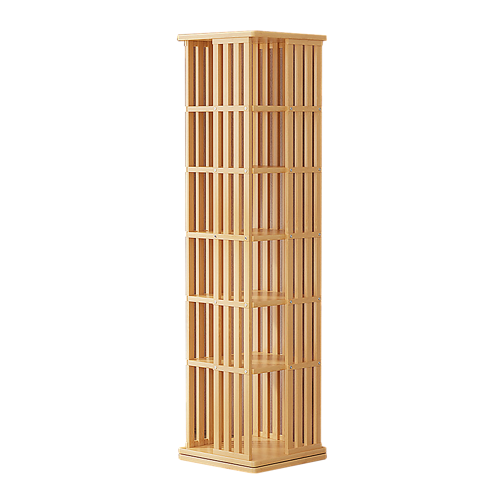 Rotating Bookshelf 360 degree Bamboo Storage Display Rack - Light - Cosy Abode