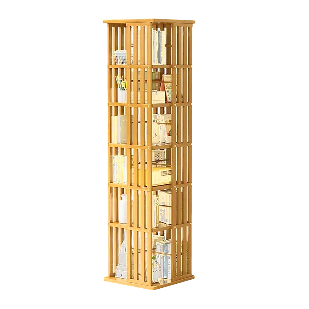 Rotating Bookshelf 360 degree Bamboo Storage Display Rack - Light - Cosy Abode
