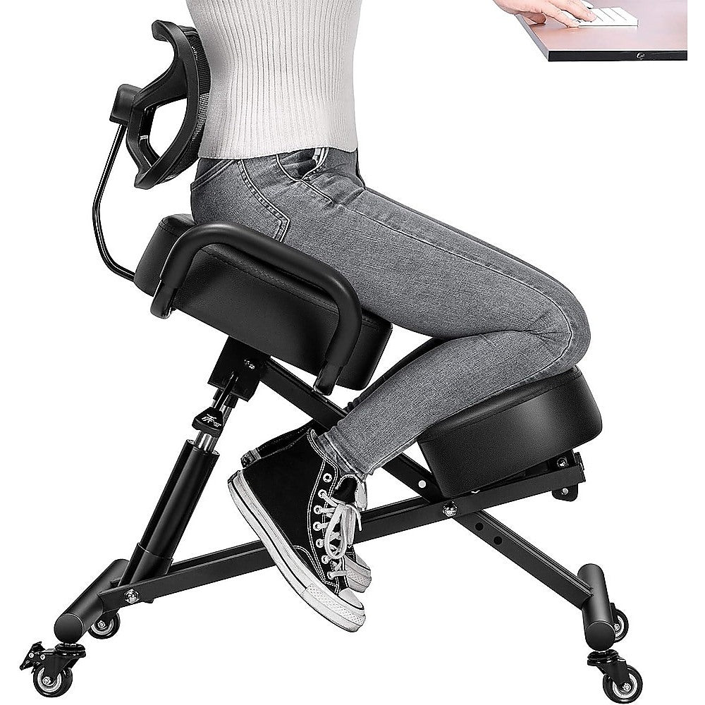 Ergonomic Kneeling Posture Chair with Backrest Adjustable Height and Casters - Cosy Abode