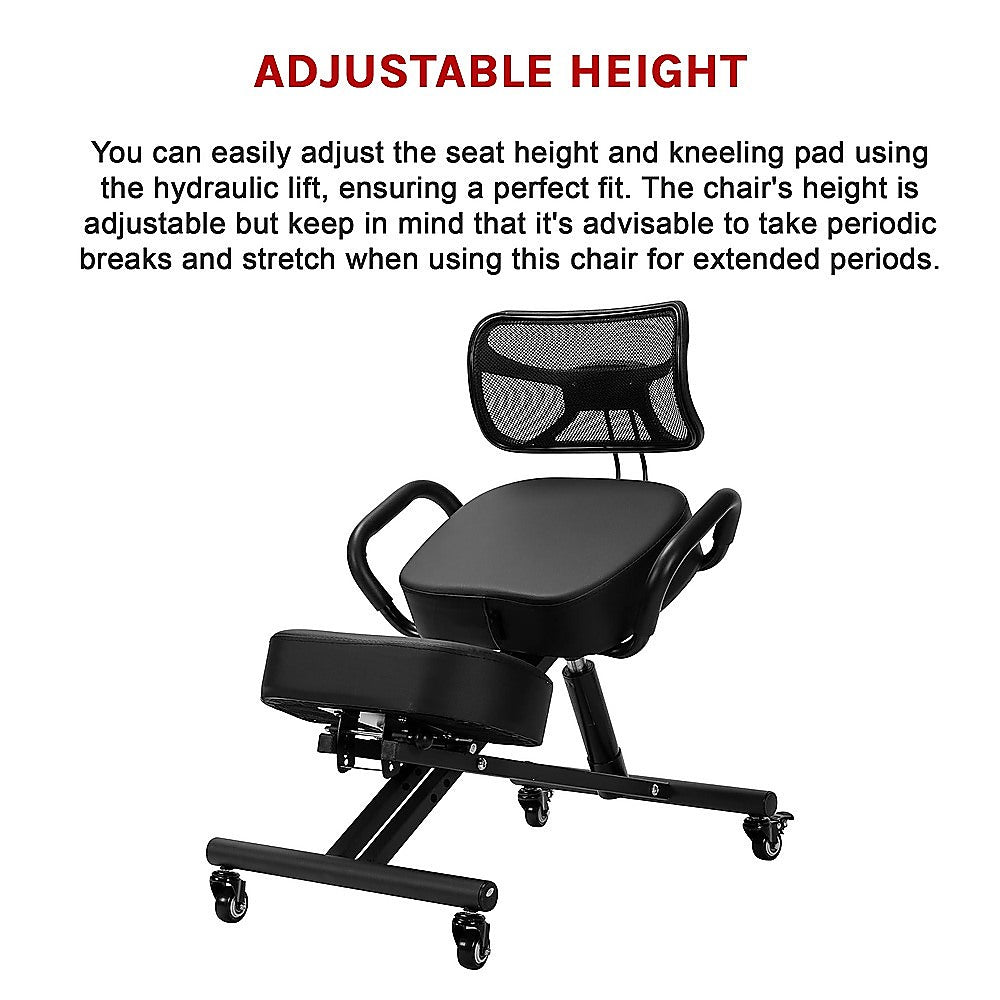 Ergonomic Kneeling Posture Chair with Backrest Adjustable Height and Casters - Cosy Abode