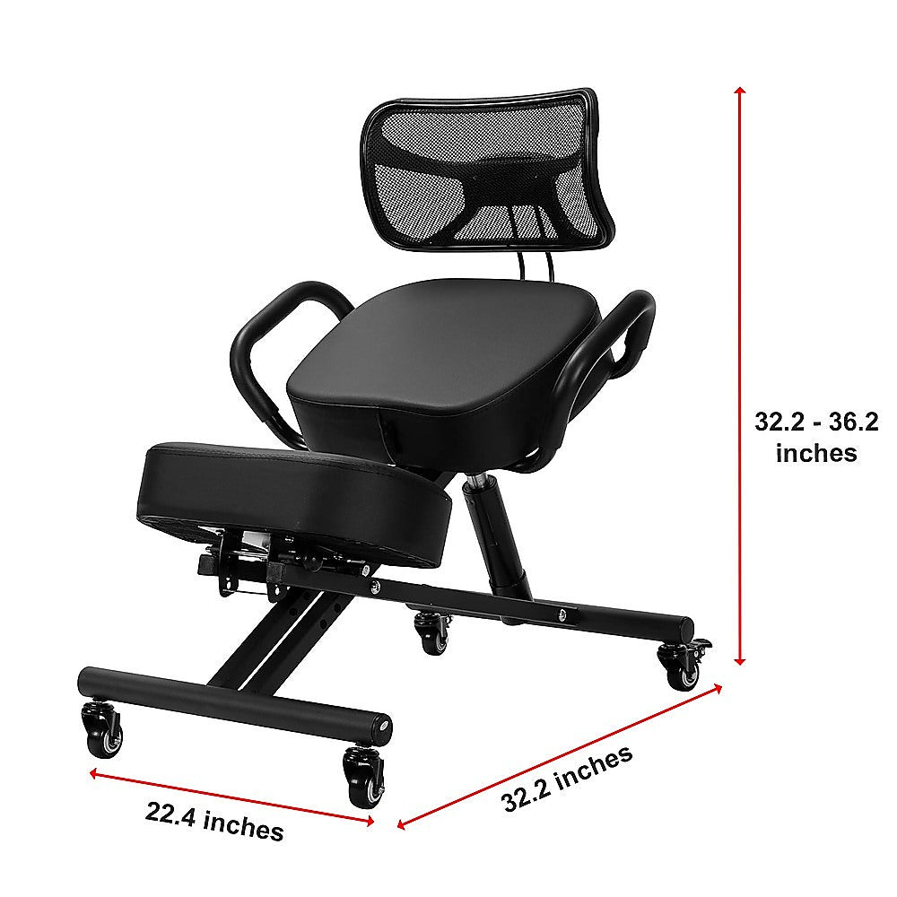 Ergonomic Kneeling Posture Chair with Backrest Adjustable Height and Casters - Cosy Abode