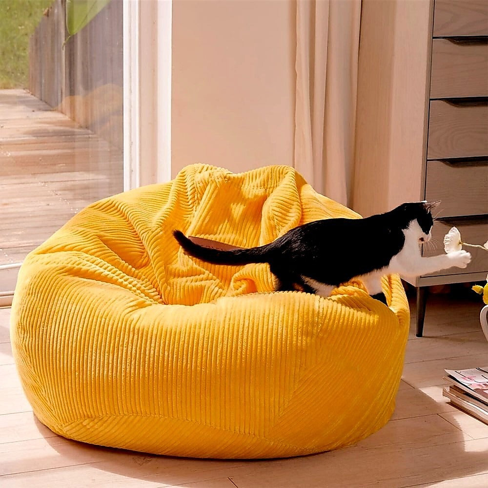 Jumbo Cord Beanbag Chair Cover Unfilled Large Bean Bag - Mustard - Cosy Abode