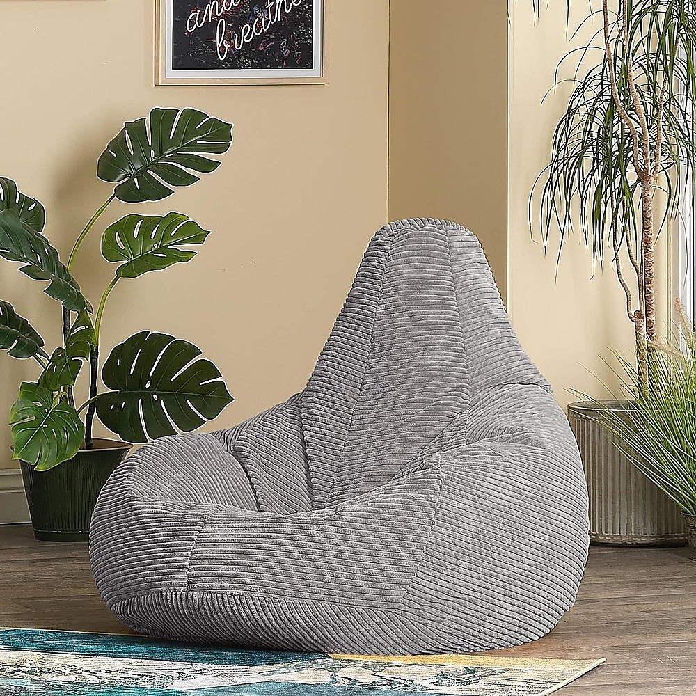 Jumbo Cord Beanbag Chair Cover Unfilled Large Bean Bag - Grey - Cosy Abode
