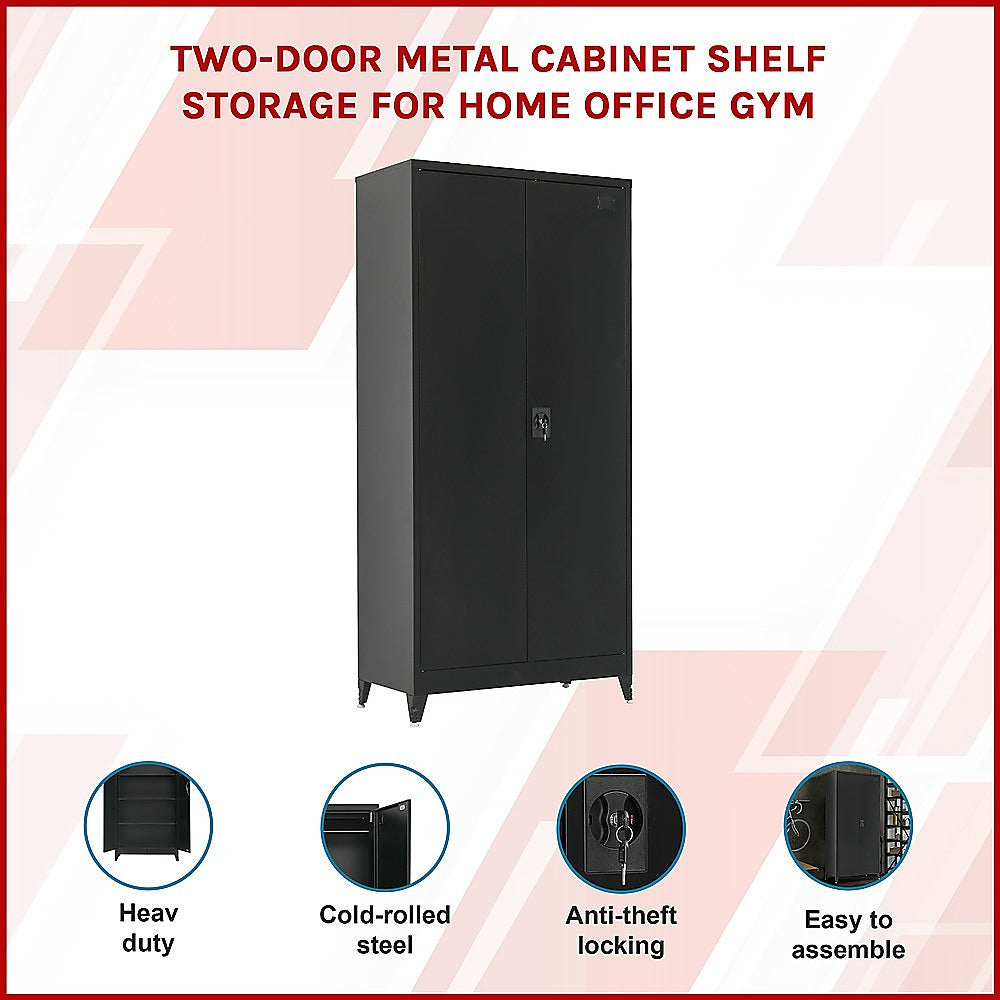 Two-Door Metal Cabinet Shelf Storage for Home Office Gym - Cosy Abode