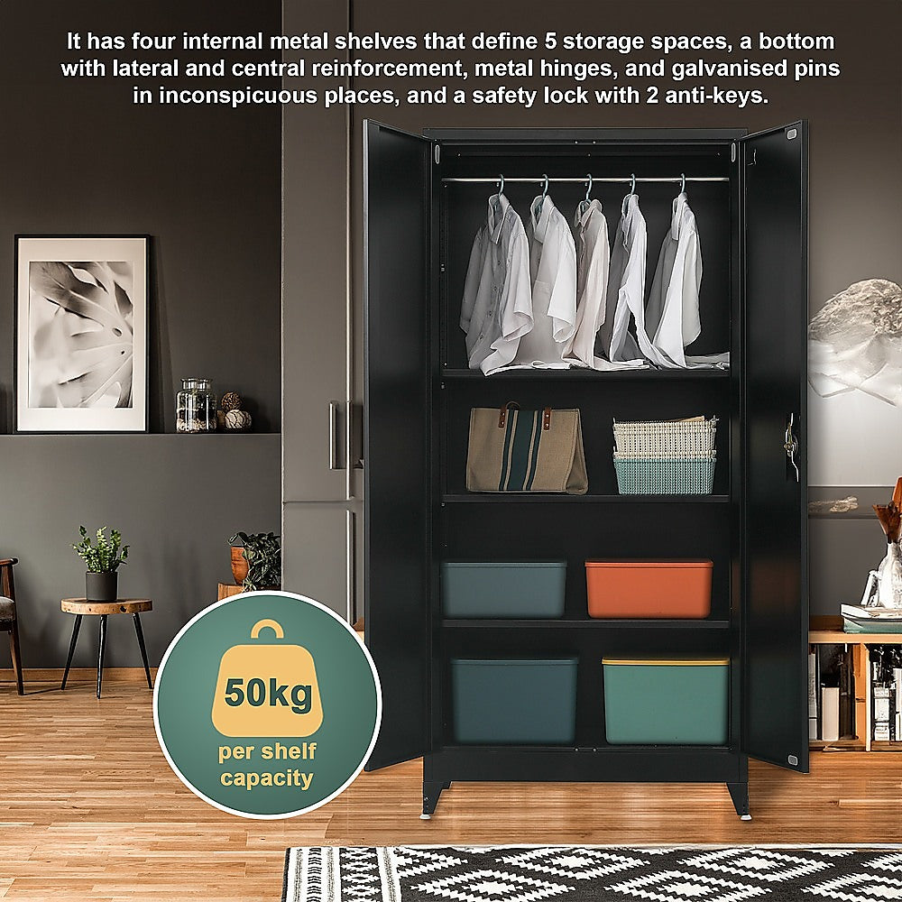 Two-Door Metal Cabinet Shelf Storage for Home Office Gym - Cosy Abode