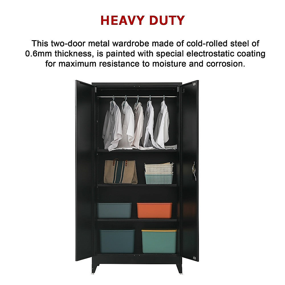 Two-Door Metal Cabinet Shelf Storage for Home Office Gym - Cosy Abode