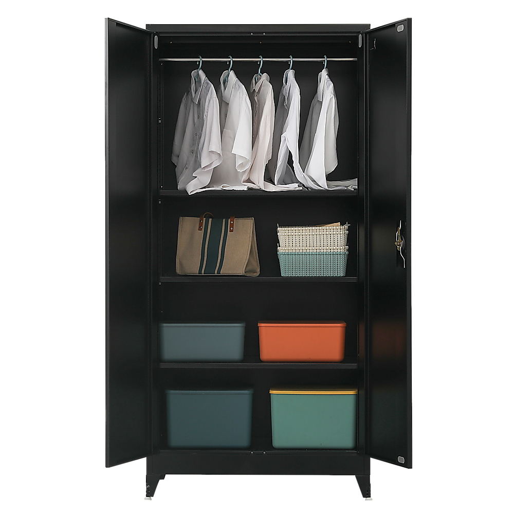 Two-Door Metal Cabinet Shelf Storage for Home Office Gym - Cosy Abode