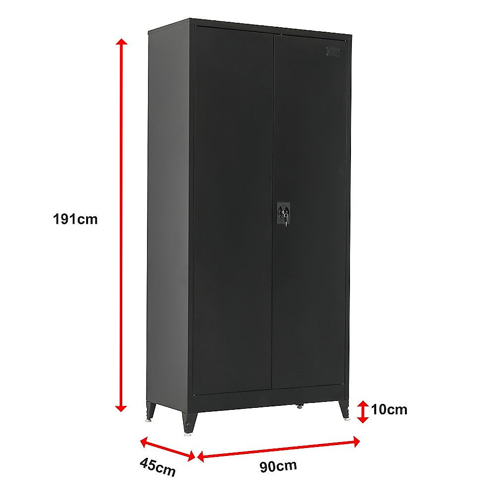 Two-Door Metal Cabinet Shelf Storage for Home Office Gym - Cosy Abode