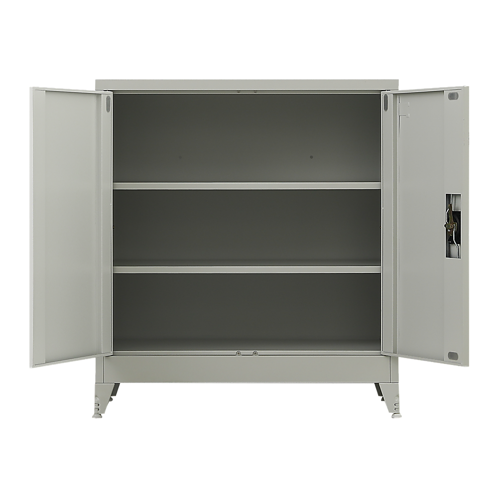 Two-Door Metal Short Cabinet Shelf Storage for Home Office with Legs - Grey - Cosy Abode