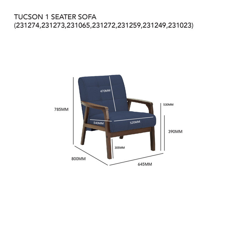 Tucson 1 Seater Sofa Armchair - Cosy Abode