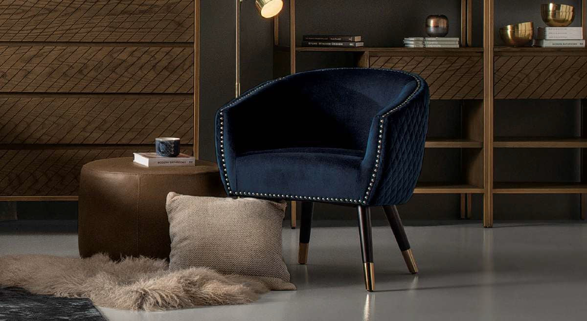 Deniz Lounge Chair Tub Chair Accent Armchair - Blue - Cosy Abode