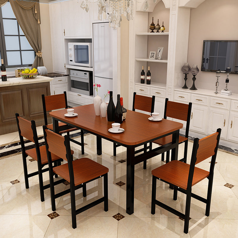 NNECN Wood & Steel Dining Set (Oak & Black) - Cosy Abode
