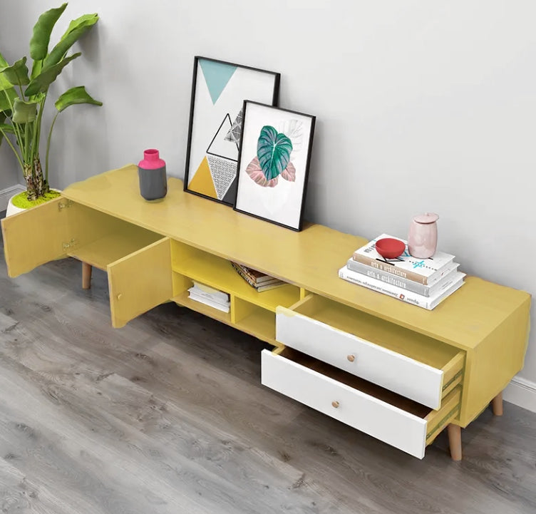NNECN Two-Doors, Two-Drawers Wooden TV Cabinet - Cosy Abode