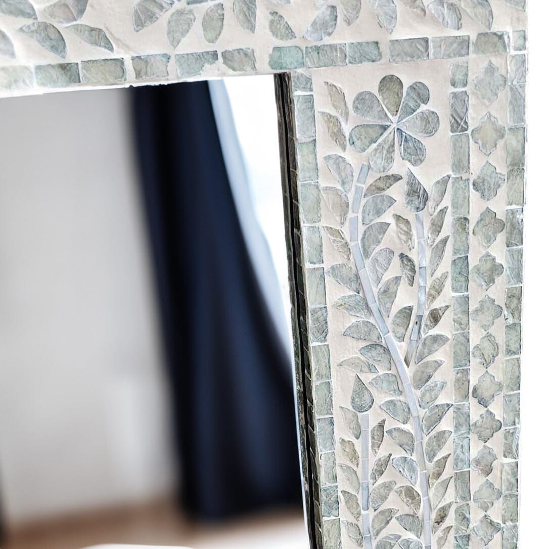 MOTHER OF PEARL SERENE REFLECTION WALL MIRROR 120cm x 70cm - Cosy Abode