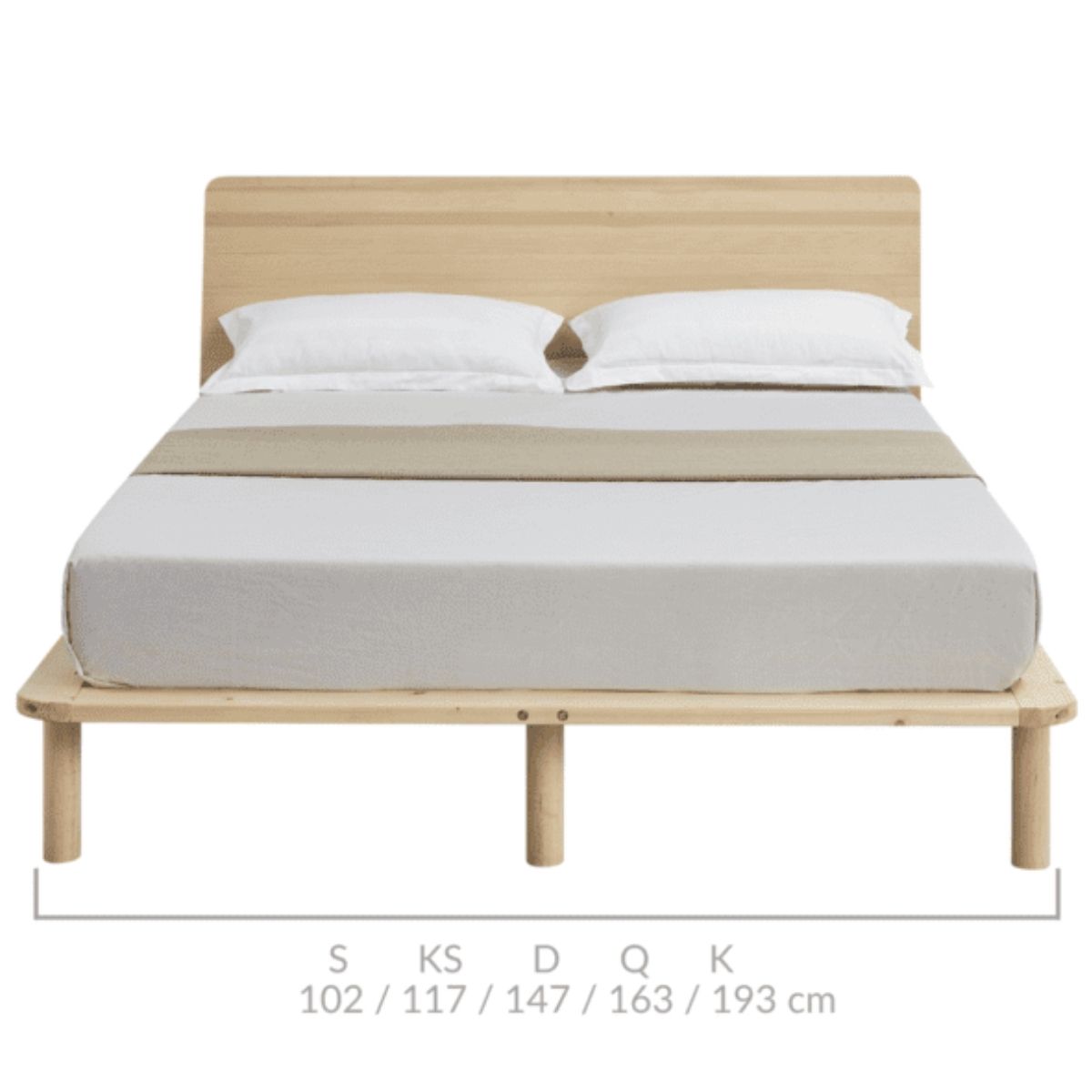 Natural Solid Wood Bed Frame Bed Base with Headboard Queen - Cosy Abode