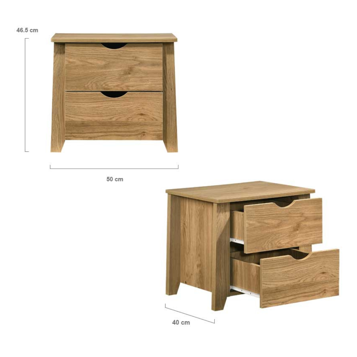 Mica Wooden Bedside Table with 2 Drawers - Cosy Abode
